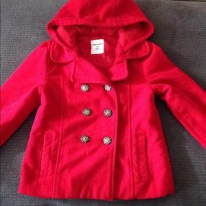 Old Navy beautiful Red Pea Coat with hood